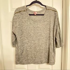 Grey Shoulder Zipper Front Pocket Shirt